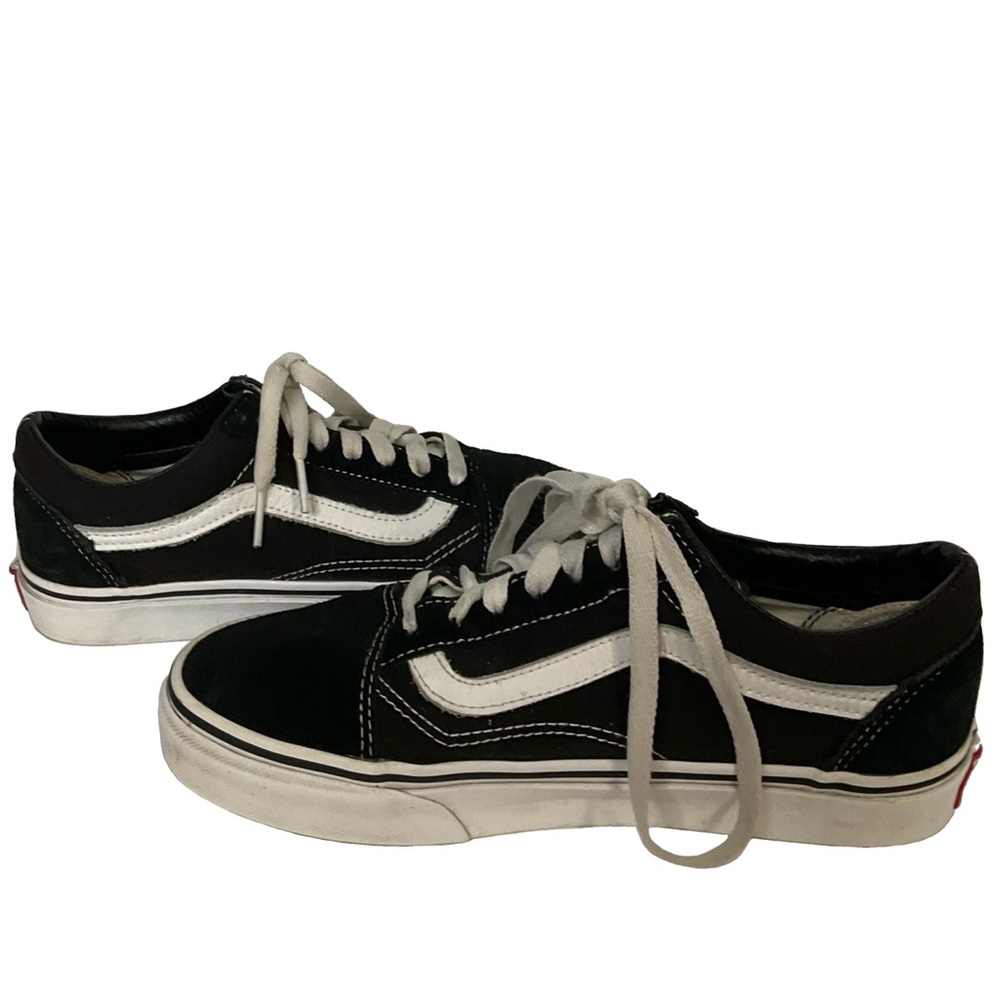 VANS Old Skool Black White Mens 5.5 Women’s 7 Lace-Up Sneakers; White Soles